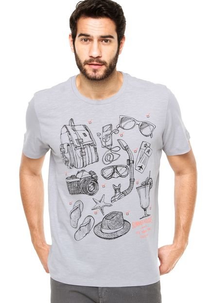 Camiseta Manga Curta Colcci Estampada Cinza - Marca Colcci