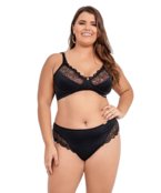 Conjunto IMI Lingerie Sem Bojo Em Microfibra E Renda Plus Size Betânia Preto - Marca IMI LINGERIE