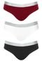 Kit 3pçs Calcinha Calvin Klein Underwear Tanga Logo Vinho/Preto/Branco - Marca Calvin Klein Underwear