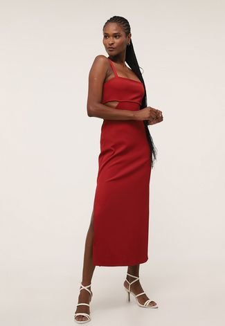 Red Strappy Midi Dress