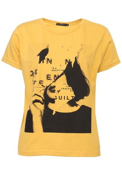 Camiseta FiveBlu Aplicações Amarela - Marca FiveBlu