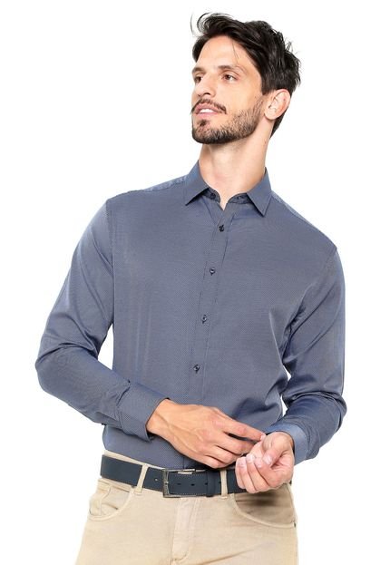Camisa Vivacci Textura Azul-Marinho - Marca Vivacci
