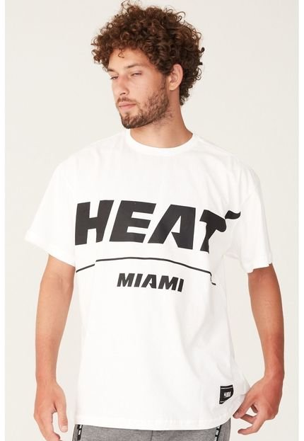 Camiseta NBA Plus Size Estampada Miami Heat Off White - Marca NBA