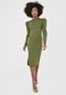 Vestido Colcci Midi Mangas Bufantes Verde - Marca Colcci