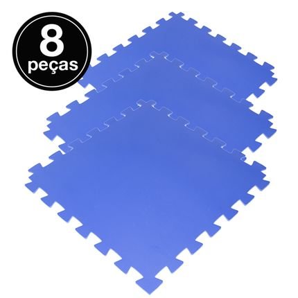 Menor preço em Kit 8 Tapete Tatame Eva Loja da Maria 100x100x2cm 20mm Cores Azul Royal