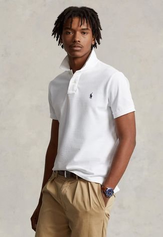 Camisa Polo Polo Ralph Lauren Slim Logo Branca - Compre Agora