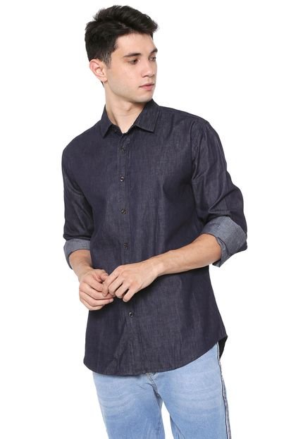 Camisa Jeans Colcci Reta Classic Azul-marinho - Marca Colcci