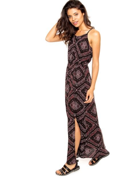 Vestido D F TOP MODA Longo Paisley Preto - Marca D F TOP MODA