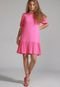 Vestido FiveBlu Curto Mangas Bufantes Rosa - Marca FiveBlu