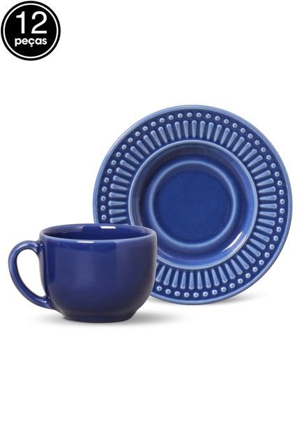 Conjunto de Xícaras de Chá Porto Brasil Roma 6pçs Azul-Marinho - Marca Porto Brasil