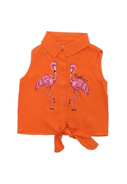 Camisa Colcci Fun Menina Flamingo Laranja - Marca Colcci Fun