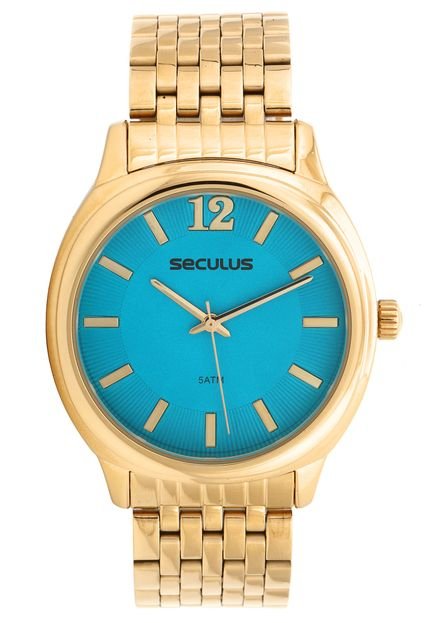 Relógio Seculus 20515LPSVDS1 Dourado/Azul - Marca Seculus