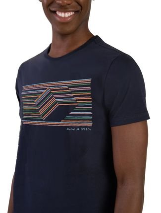 Camiseta Aramis Masculina Cubo Vazado Azul Marinho