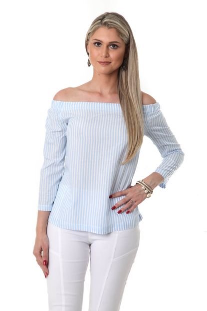 Blusa Manga Curta Miss Joy Ciganinha Azul claro - Marca Miss Joy