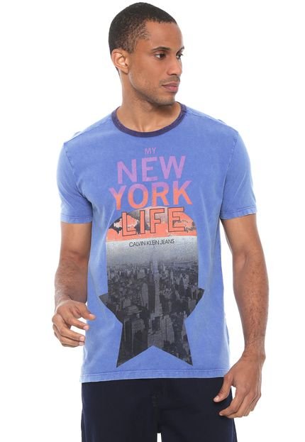 Camiseta Calvin Klein Jeans Estampada Azul - Marca Calvin Klein Jeans