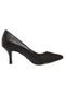 Peep Toe Ellus Salto Baixo Liso Preto - Marca Ellus