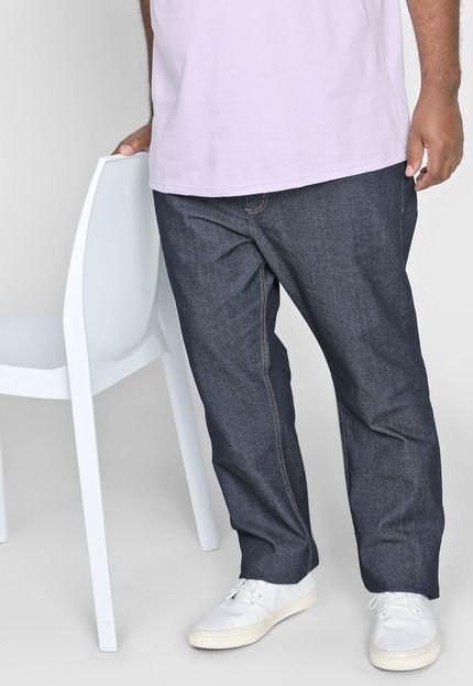 Calça Jeans Zune Plus Size Reta Pespontos Azul-Marinho - Marca Zune