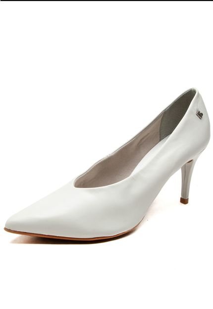 Scarpin Couro Bottero Decote Alto Branco - Marca Bottero