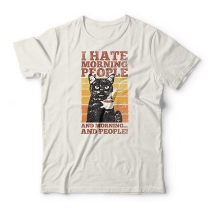 Camiseta Hate Morning People - Off White - Marca Studio Geek 