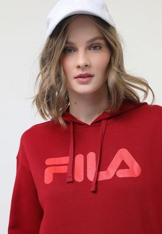 Blusa de Moletom Fechada Fila Comfort Letter Vermelha