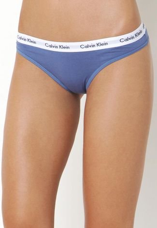Kit 2 Calcinhas Calvin Klein Underwear Biquíni Azul/Branco