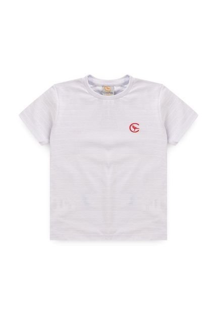 Camiseta Infantil Bordado Com Listras Branco - Marca VIDA COSTEIRA