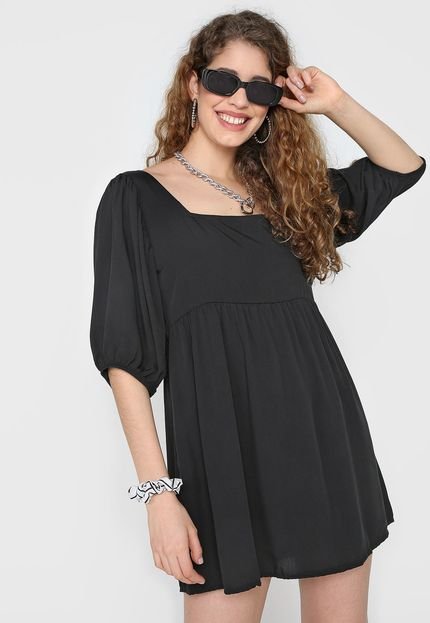 Vestido Forever 21 Curto Mangas Bufantes Preto - Marca Forever 21