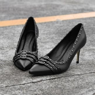 Sapato Cecconello Scarpin Texturizado Preto Cecconello Preto