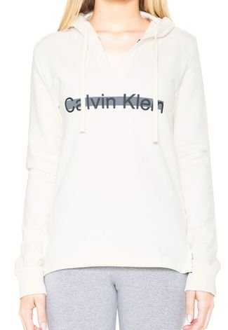 Moletom Fechado Calvin Klein Logo Off-White