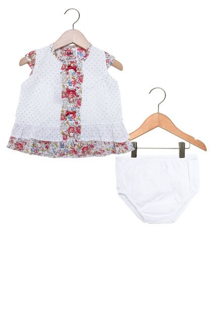 Vestido Keko Baby Baby Menina Branco/Vermelho - Marca Keko Baby