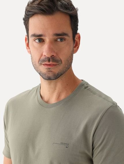 Camiseta Aramis Masculina Estampa Assinatura Peito Verde Militar - Marca Aramis