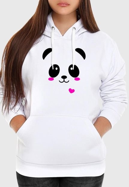 Blusa de Frio Moletom Canguru Flanelado Benellys Panda Branco - Marca Benellys