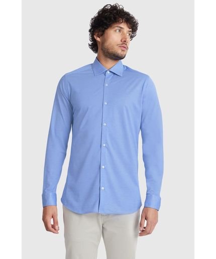 Camisa Slim Algodão Coolmax Azul - Marca Aramis
