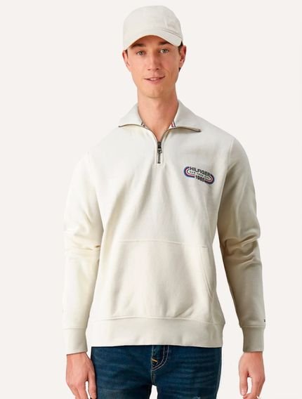 Moletom Tommy Hilfiger Masculino Track Graphic Half Zip Areia - Marca Tommy Hilfiger