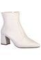 Bota Off White Branca Cano Curto Salto Grosso Bico Fino - Marca Stessy Shoes