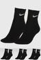 Kit 3pçs Meia Nike Cano Baixo Everyday Cush Ankle Preto - Marca Nike