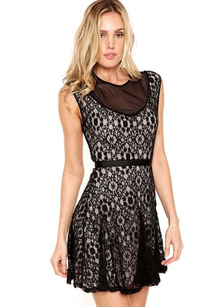 Vestido Triton Curto Rendado Preto - Marca Triton