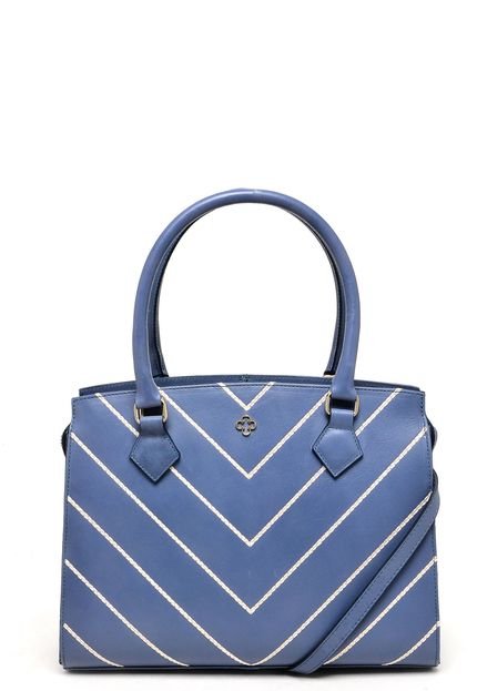 Bolsa Doctor Couro Capodarte Bordado Azul - Marca Capodarte