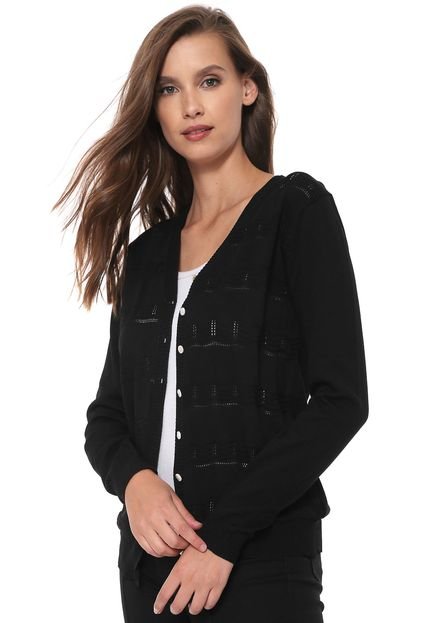 Cardigan For Why Tricot Detalhe Preto - Marca For Why