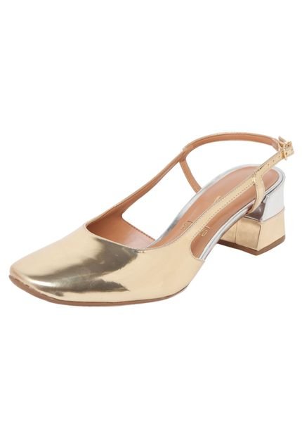 Scarpin Vizzano Bico Quadrado Dourado - Marca Vizzano