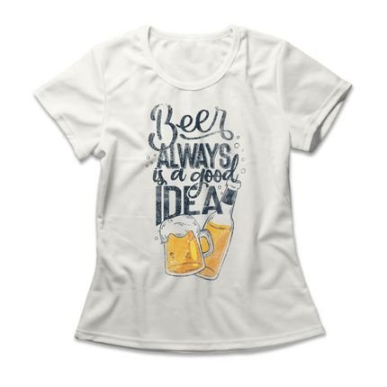 Camiseta Feminina Beer Good Idea - Off White - Marca Studio Geek 
