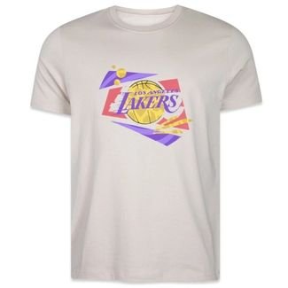 Camiseta New Era Regular Los Angeles Lakers Laranja Claro