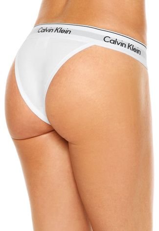 Calcinha Calvin Klein Underwear Tanga Logo Branca - Compre Agora