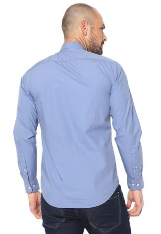 Camisa Tommy Hilfiger Reta Lisa Azul