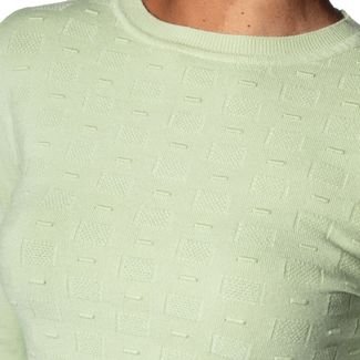 Blusa Feminina Facinelli Tricot Textura Quadrados Verde Claro