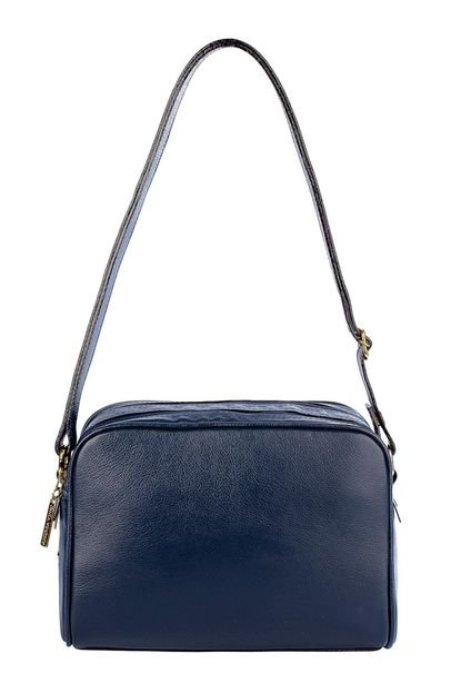 Bolsa quadrada de couro liso Daiana Azul - Marca Andrea Vinci