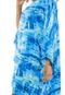Vestido Kaftan Saída Amplo Crepe Acetinado Estampado Manchado Azul - Marca 101 Resort Wear