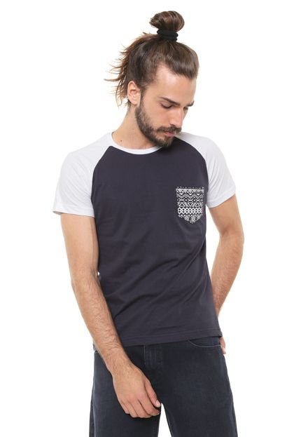 Camiseta Rock&Soda Bolso Azul-Marinho/Branca - Marca Rock&Soda