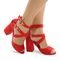 Sandália Salto Grosso Confortável Vermelho B61 - Marca Modarpe