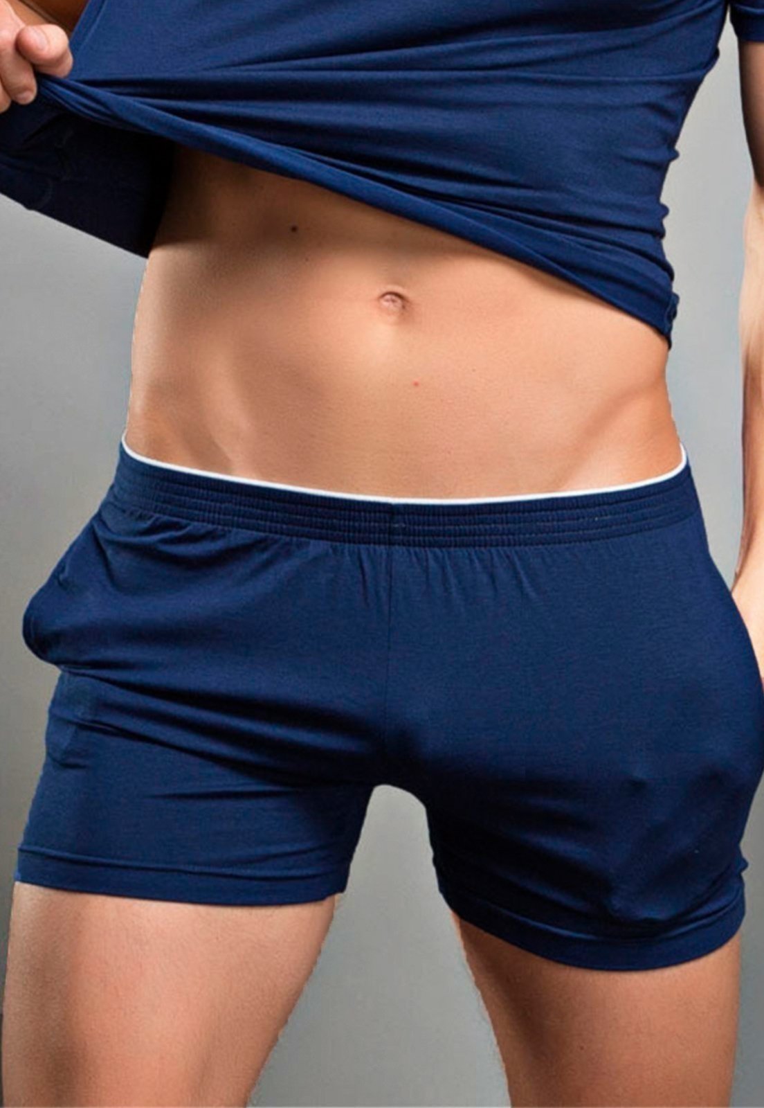 Cueca Samba Canção Fitss Com Bolso Azul. - Marca Fitss